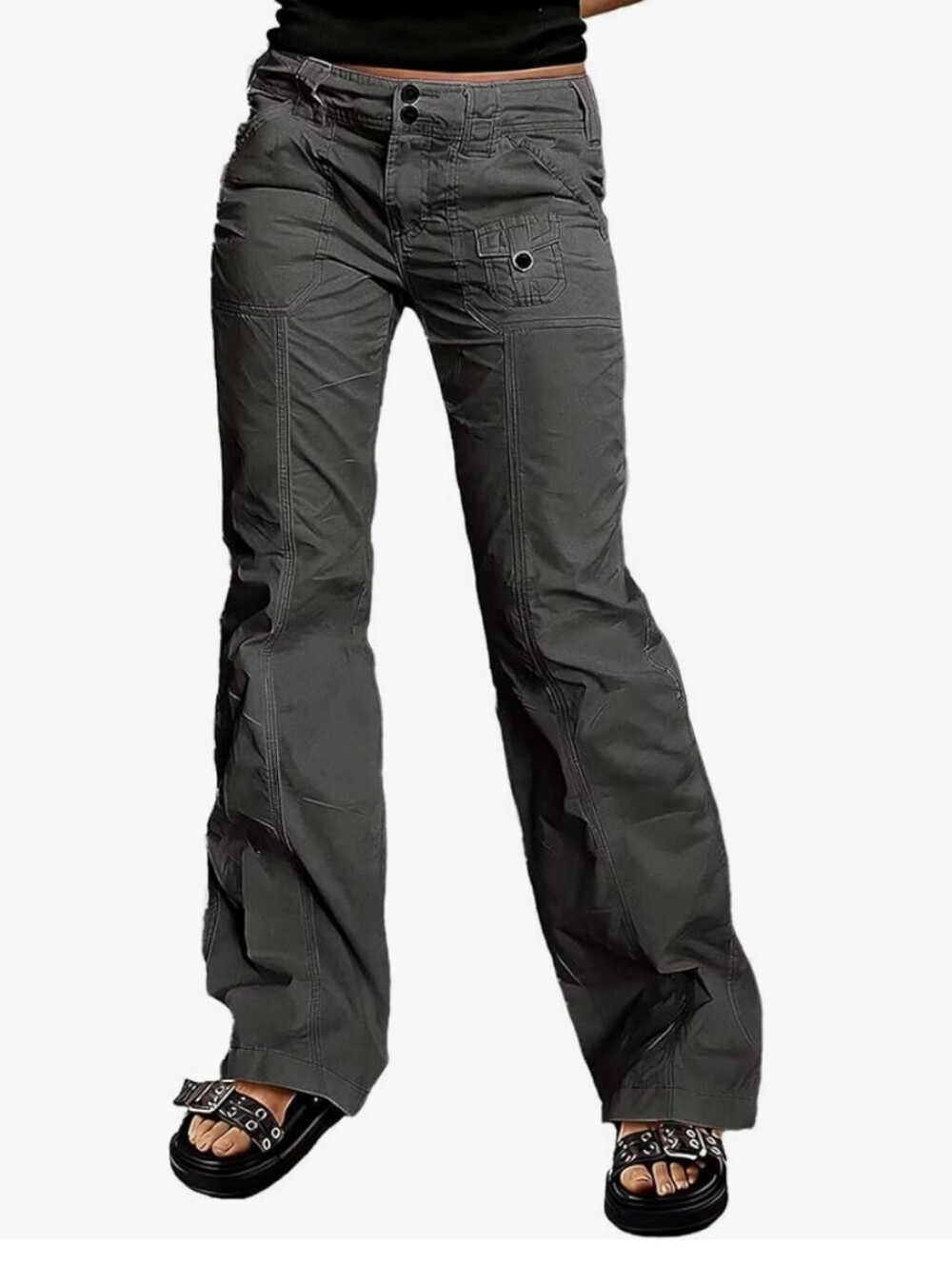 Flamingals Midrise Straight Leg Front Patch Pocket Casual Pants NWT Medium